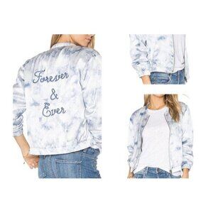Paige x Rosie HW sz S Jacket Bridal FOREVER & EVER Kimi Bomber Tie-Dye SKY Blue
